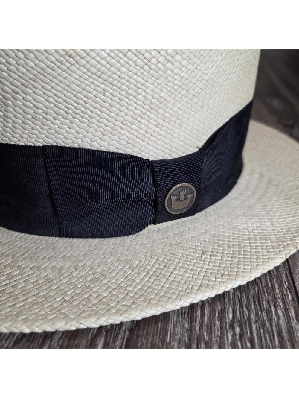 Rare Vintage Goorin Bros Straw Flat Top Sun Boater Hat Beige Size L Kai Kai ? - Picture 2 of 14